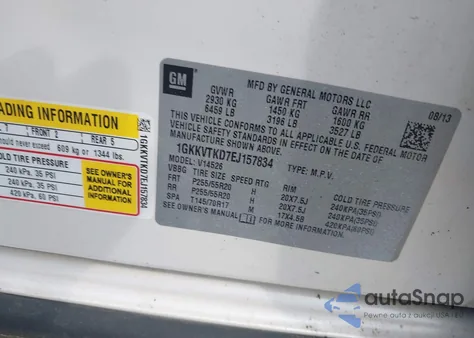 2014 GMC Acadia Denali from USA, damaged, VIN 1GKKVTKD7EJ157834